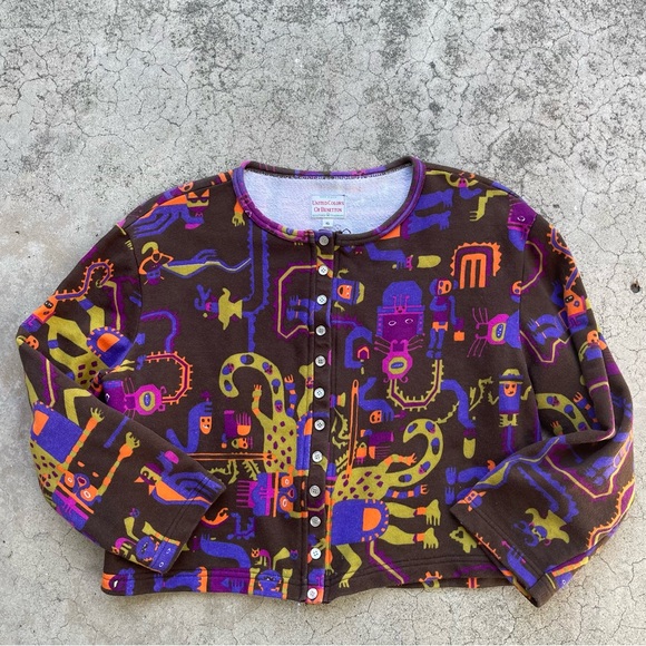 VINTAGE UNITED COLORS OF BENETTON top Small snap button up long sleeve - Picture 4 of 4